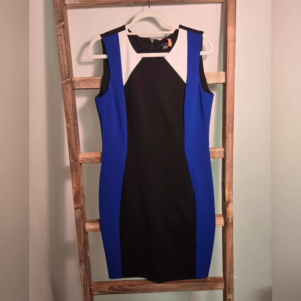 Tommy Hilfiger Blue and Black Colorblock Midi Dress